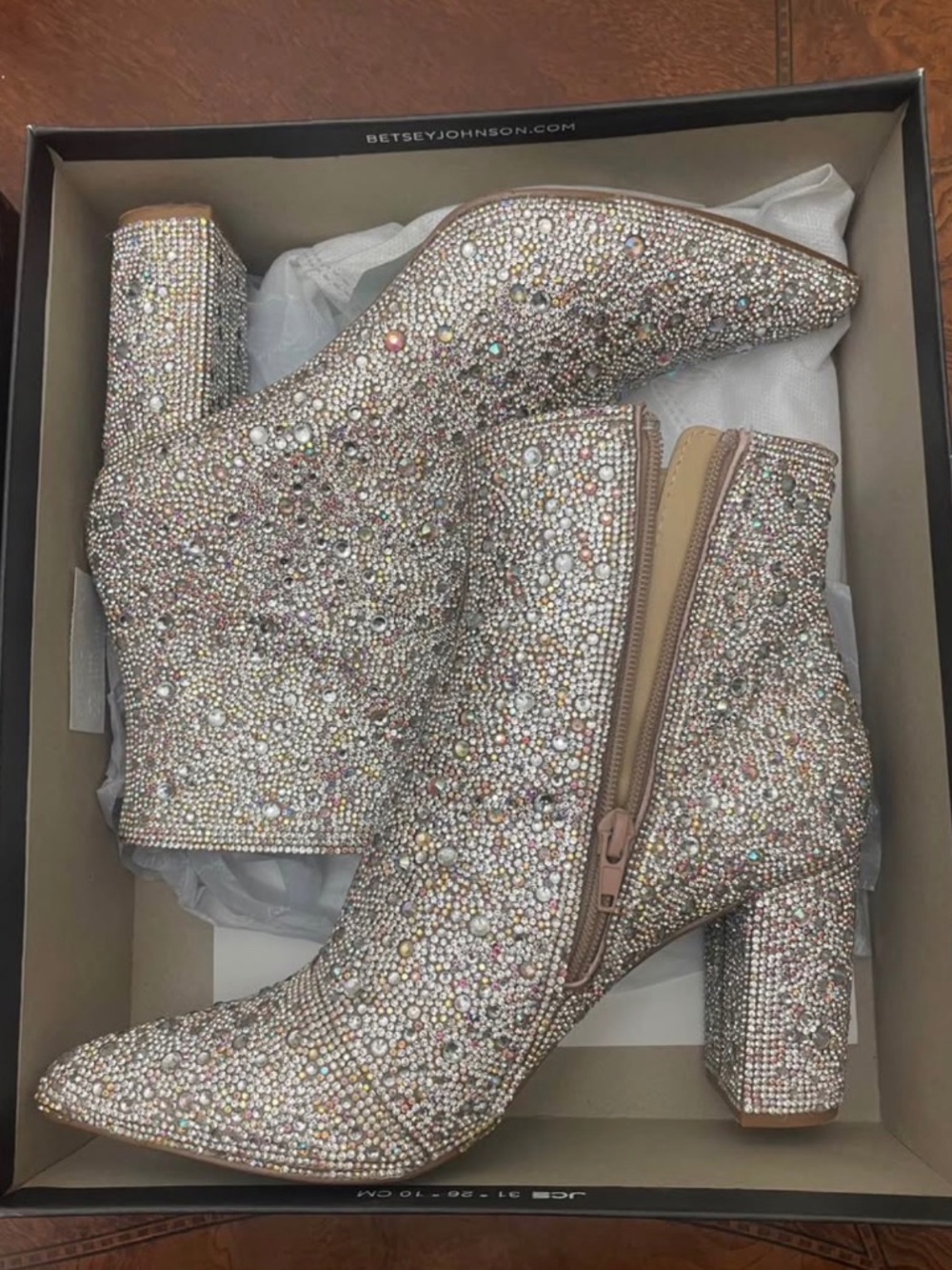 Beautiful boots! Size 8. Betsey Johnson Cady Evening Booties - color rhinestone